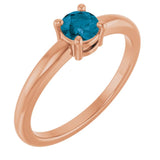 Round London Blue Topaz Solitaire Ring in Rose Gold