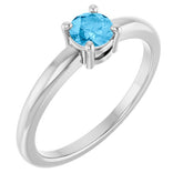 Round Swiss Blue Topaz Solitaire Ring in Platinum