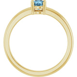 Round Sky Blue Topaz Solitaire Ring in Yellow Gold