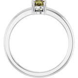 Round Green Sapphire Solitaire Ring in White Gold