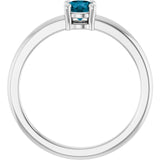 Round London Blue Topaz Solitaire Ring in Platinum