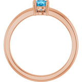 Round Swiss Blue Topaz Solitaire Ring in Rose Gold