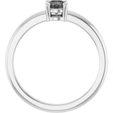 Round Gray Spinel Solitaire Ring in Platinum