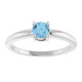 Round Sky Blue Topaz Solitaire Ring in Platinum