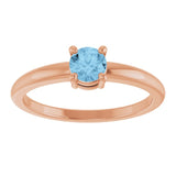 Round Sky Blue Topaz Solitaire Ring in Rose Gold