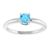 Round Swiss Blue Topaz Solitaire Ring in Platinum