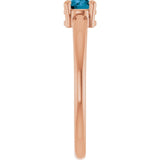 Round London Blue Topaz Solitaire Ring in Rose Gold