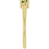 Round Green Sapphire Solitaire Ring in Yellow Gold