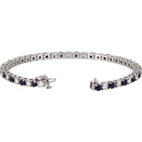 Round Lab-Grown Blue Sapphire & Lab-Grown Diamond Line Bracelet In Gold & Platinum