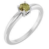 Round Green Sapphire Solitaire Ring in Platinum