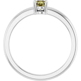 Round Green Sapphire Solitaire Ring in Platinum