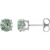 Green Sapphire Round Stud Earrings in Gold and Platinum