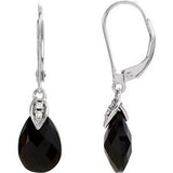 Black Onyx & Diamond Briolette Stud Earrings in Gold and Platinum