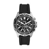 Fossil Garrett FS5624 Men’s Chronograph Watch – Black Dial, Black Silicone Strap