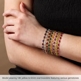 Oval Lab-Grown Ruby Line Bracelet In Gold & Platinum