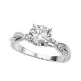 Round cut lab diamond engagement ring, Twisted shank