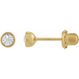 White Cubic Zirconia Round Stud Earrings in Gold and Platinum
