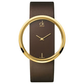CK Calvin Klein Glam Brown Leather Strap Women's Watch