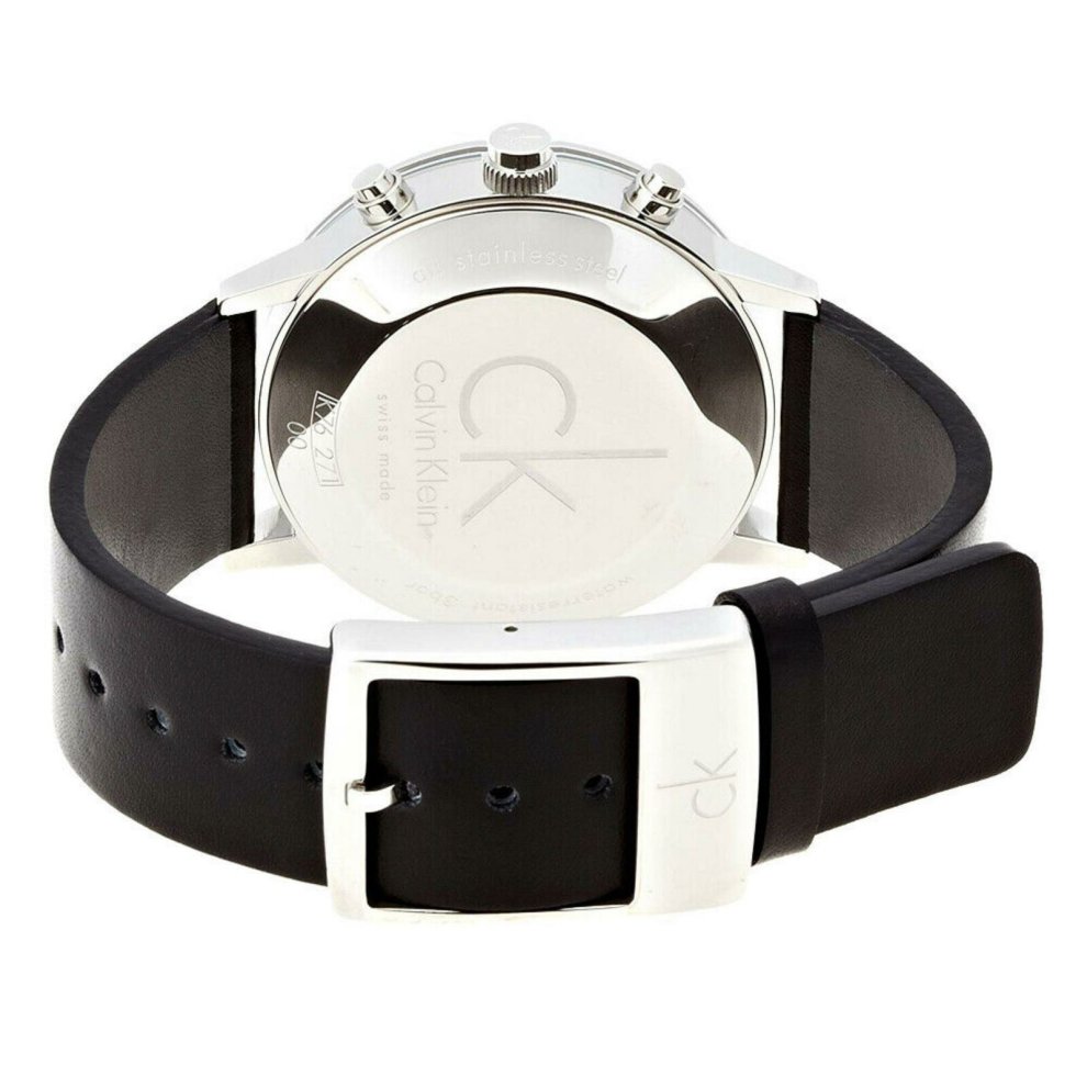 Calvin Klein Post Minimal Men's Watch K7627107|Chronograph Dial|Leather Strap
