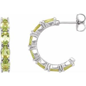 Peridot Oval Hoop Earrings in Gold and Platinum