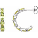 Peridot Oval Hoop Earrings in Gold and Platinum
