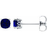 Blue Sapphire Cushion Stud Earrings in Gold and Platinum