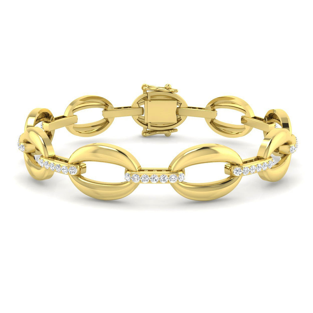 Pave D-Link Lab Diamond Bracelet in White Gold