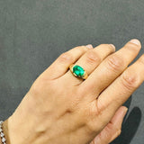 gemstone ring emerald ring oval cut gemstone 18k yellow gold solitaire ring claw prong set