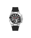 GUESS Men's Watch GW0334G1 – 46mm Black Silicone Strap, Multifunction Dial