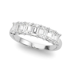 Natural Diamond 7 Stone Emerald Cut Wedding Band Crafted in Platinum | Timeless Jewellery