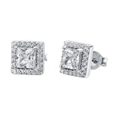 0.50Ct Lab Grown Diamond Princess Solitaire Studs Earring in White Gold