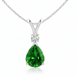 Pear Emerald & Diamond Rose Gold Pendant Necklace