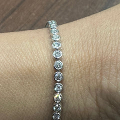 2.0Ct Lab Grown Diamond Round Cut Bezel Set Diamond Tennis Bracelet in 9K White Gold