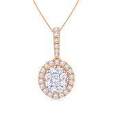 0.50Ct Lab Grown Diamond Halo Pendant Necklace in White Gold (Without Chain)