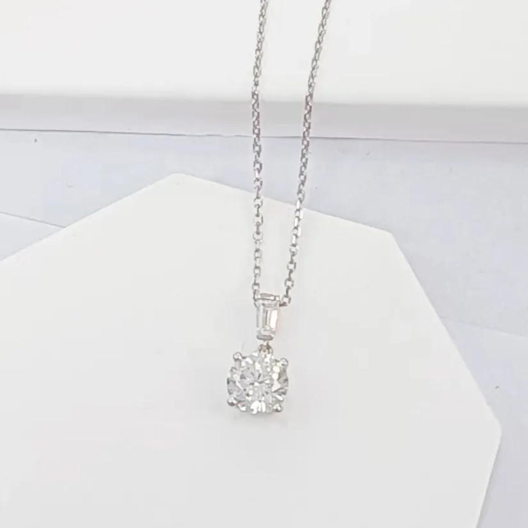 0.25Ct Solitaire Round Diamond Pendant Necklace in White Gold