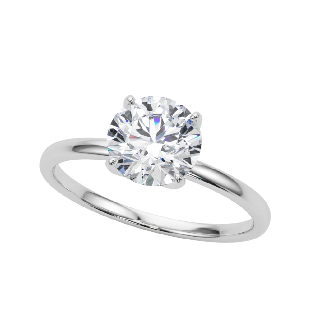 round lab grown diamond ring, 2 carat diamond ring, solitaire engagement ring