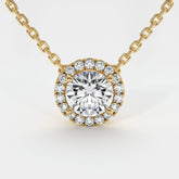 0.70Ct Solitaire Round Lab Diamond Halo Pendant Necklace in Gold (With Chain)