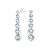 1.00Ct Lab Grown Diamond Bezel Set Halo Dangle Drop Earrings in Gold