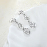 1.00Ct Dangle Drop Lab Grown Diamond White Gold Earrings