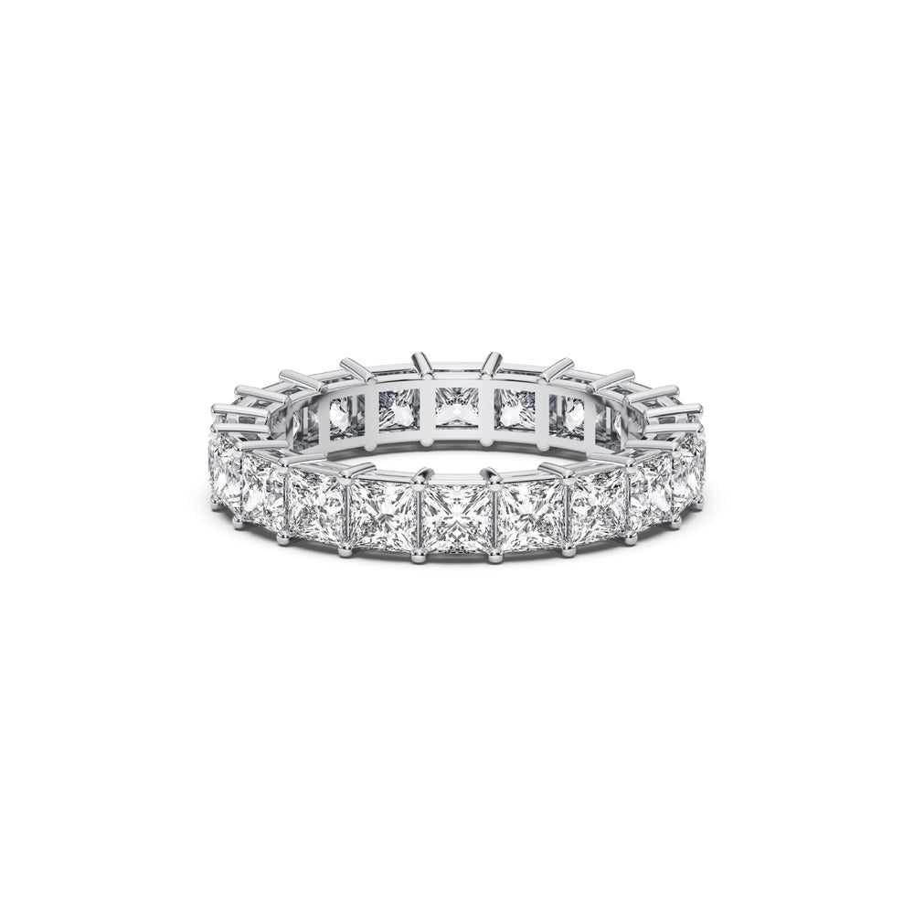 princess cut diamond ring, natural diamond eternity band, 18k white gold ring, full eternity wedding band, princess diamond band