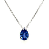 3.00Ct Lab Grown and Sapphire Pear Solitaire Diamond Pendant in Silver