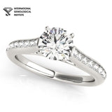 Verlobungsring mit im Labor gezüchteten Diamanten im Kanalfassung-Solitär-Design in Platin | Ring mit Seitensteinen