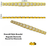 9K White Gold Natural Diamond 7.20Ct Emerald Style Bracelet | Baguette & Round Cut