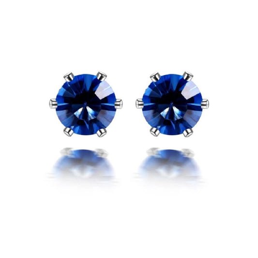 0.40Ct Sapphire Solitaire Studs Earrings in White Gold