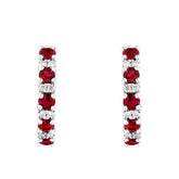 0.92Ct Lab Grown and Ruby Diamond Hoop Earring in Gold
