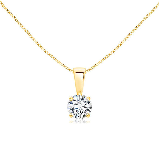 0.50Ct Solitaire Round Diamond Pendant Necklace in Yellow Gold