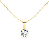 0.50Ct Solitaire Round Diamond Pendant Necklace in Yellow Gold ( Without Chain)