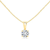 0.50Ct Solitaire Round Diamond Pendant Necklace in Yellow Gold ( Without Chain)