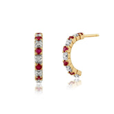 0.35Ct Lab Grown Diamond Ruby Half Studs Earring in Gold