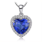 0.95ct Sapphire Lab Grown Diamond Heart Pendant Necklace In Gold